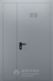 Дверь полуторная без стёкол с решёткой №62 - фото