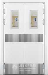 Двухстворчатая маятниковая дверь со стеклопакетом №6 - фото