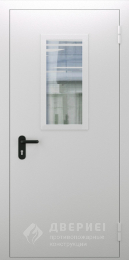 Пожарная дверь серая со стеклопакетом №67 - фото